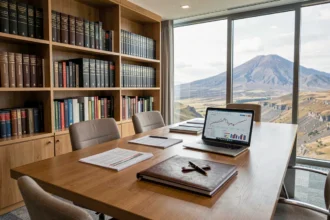 Bureau de conseil en gestion de patrimoine dans le Puy-de-Dôme avec vue sur le paysage volcanique auvergnat