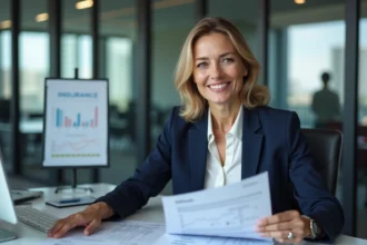 Femme d affaires en réunion d assurance