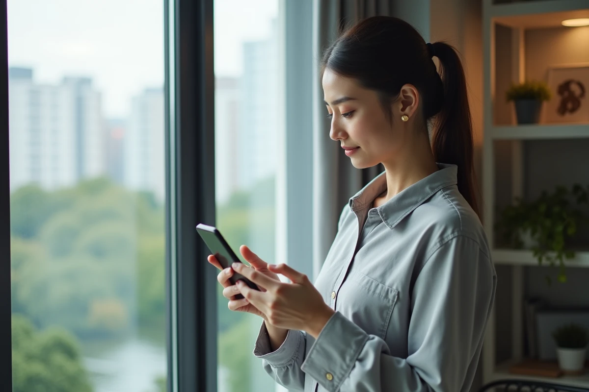 Jeune femme ajustant son code de sécurité près d