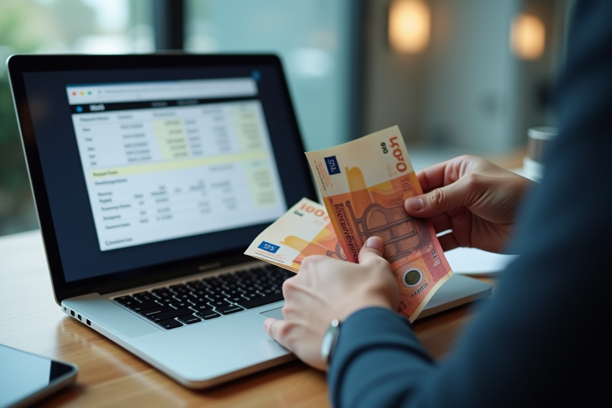 Mains comptant des billets d