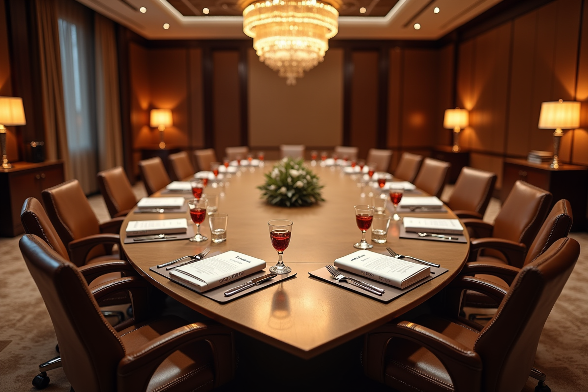 Salle de réunion élégante avec rapports Pernod Ricard